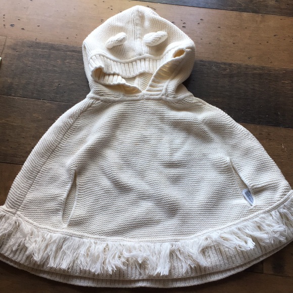 GAP Other - SOLD White Baby Gap hooded poncho 2T